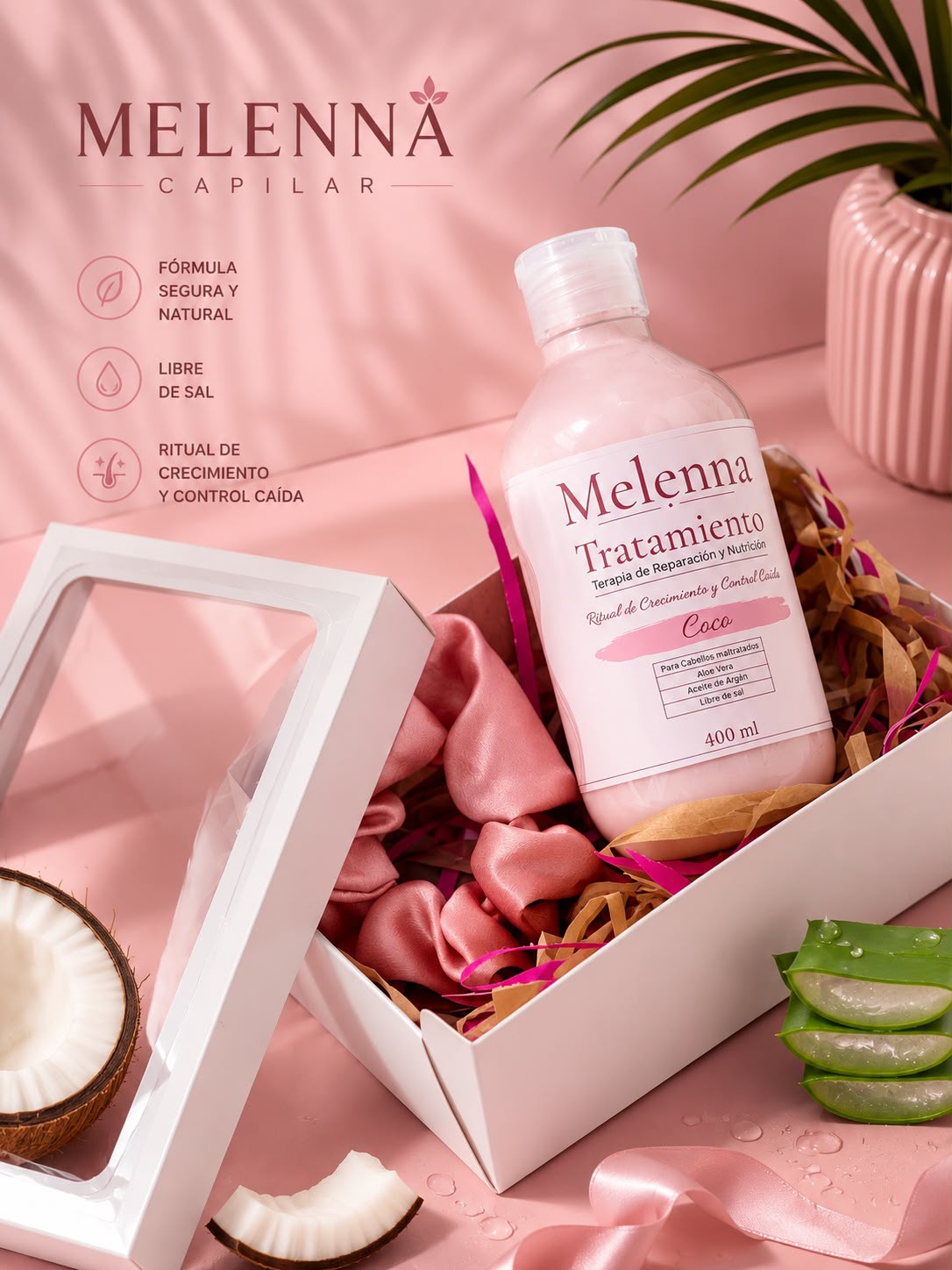 Tratamiento capilar Melenna Coco en su caja de regalo