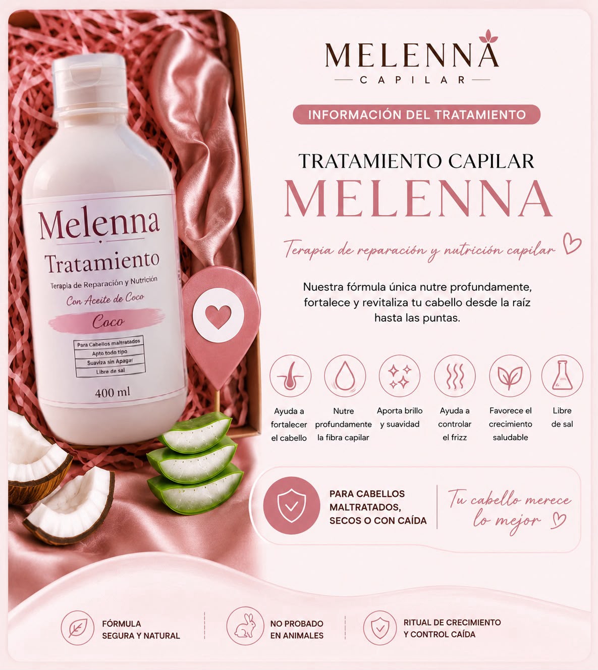 Información del tratamiento capilar Melenna