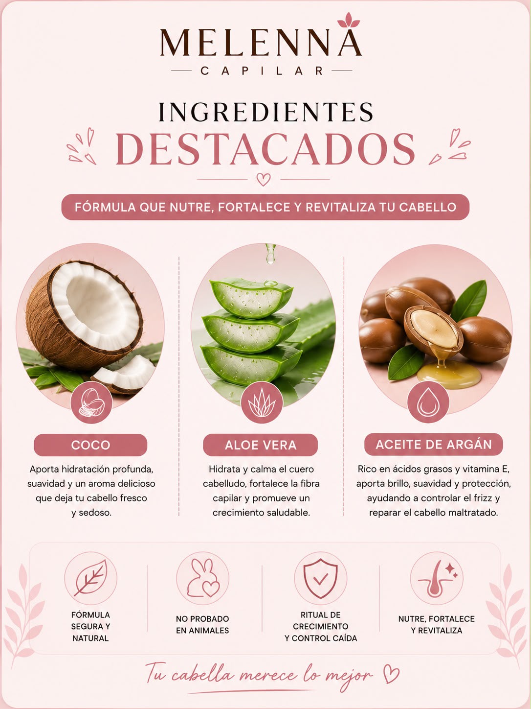 Ingredientes destacados: coco, aloe vera y aceite de argán